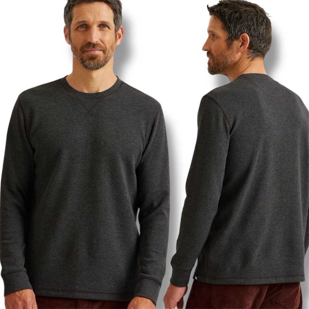 Eddie Bauer Dark Gray Thermal Crew Waffle Knit Long Sleeve size M